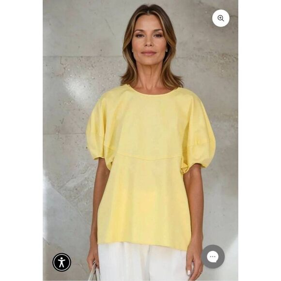 JARBO CERCHI SHORT SLEEVE BLOUSE IN ITALIAN COTTON L/XL BLACK $298 - Picture 2 of 8